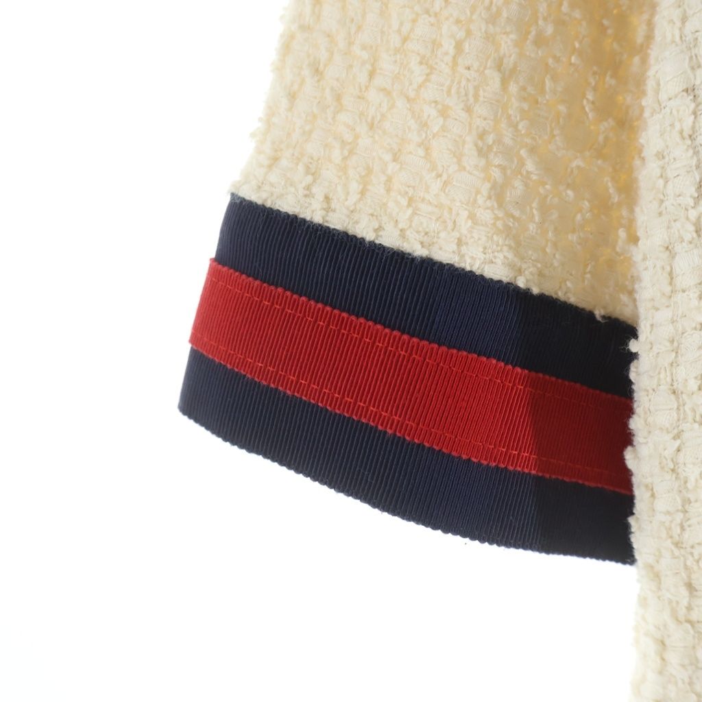 Gucci Sherry Line Neck Tweed Knit Short Sleeve Dress Ivory — view 5