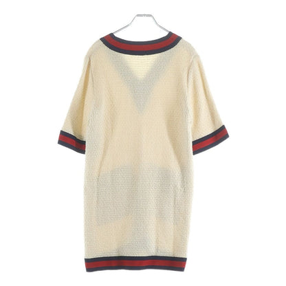 Gucci Sherry Line Neck Tweed Knit Short Sleeve Dress Ivory — view 2