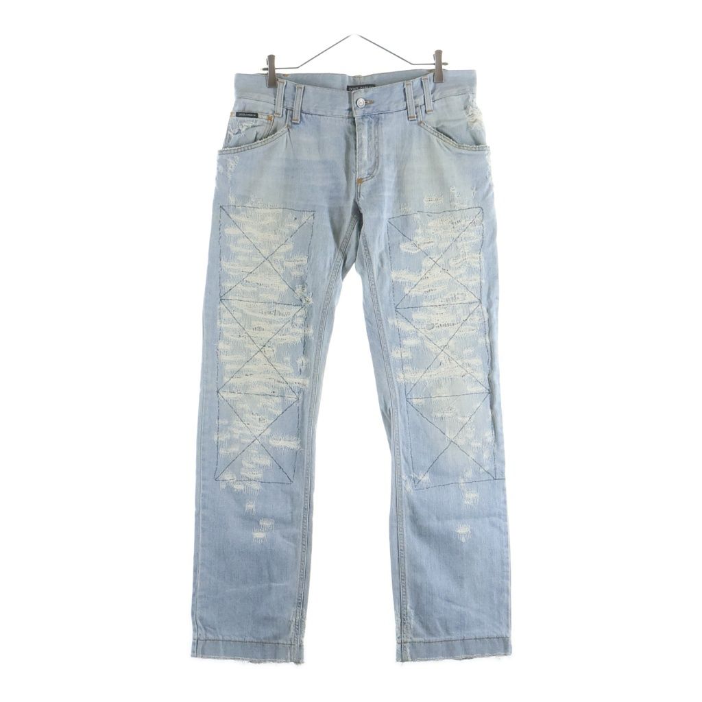 Dolce & Gabbana Italy Limited Distressed Button Fly Straight Denim Pants Blue