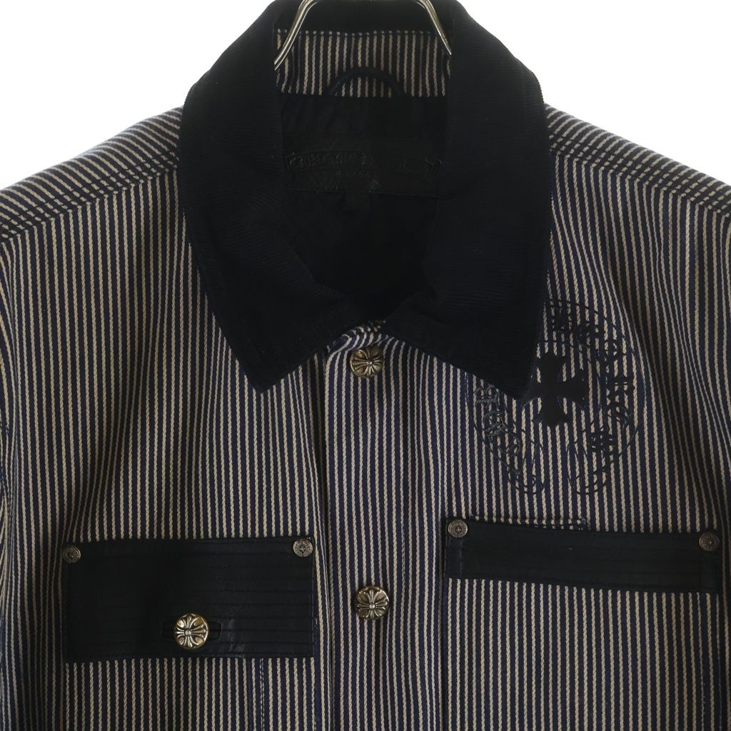 Chrome Hearts Soap on a Rope on Arrow Leather Trim CH Logo Print Stripe Jacket — view 3