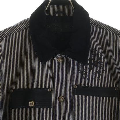 Chrome Hearts Soap on a Rope on Arrow Leather Trim CH Logo Print Stripe Jacket — view 3