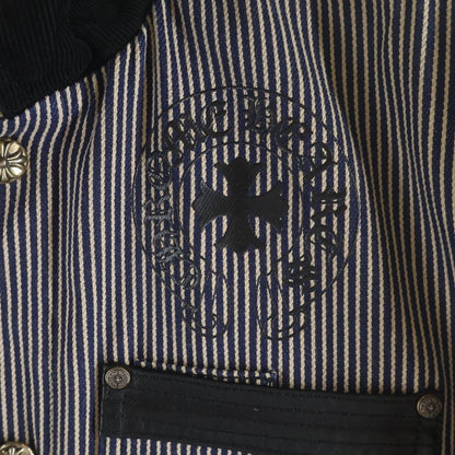 Chrome Hearts Soap on a Rope on Arrow Leather Trim CH Logo Print Stripe Jacket — view 4