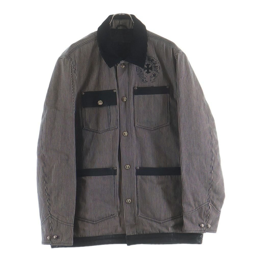 Chrome Hearts Soap on a Rope on Arrow Leather Trim CH Logo Print Stripe Jacket