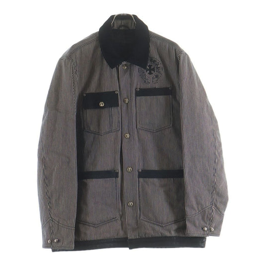 Chrome Hearts Soap on a Rope on Arrow Leather Trim CH Logo Print Stripe Jacket