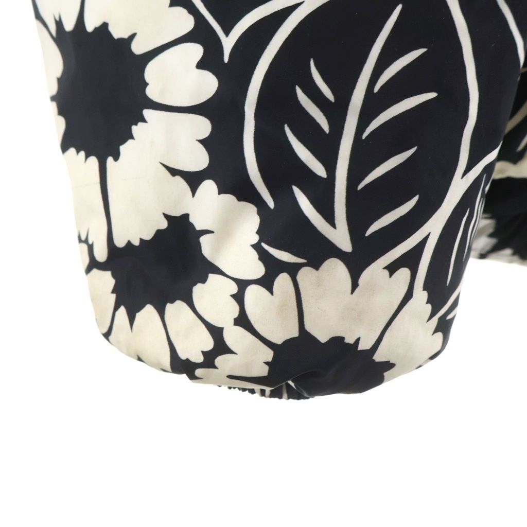 Prada Floral Pattern Down Jacket Triangle Logo Black White — view 5