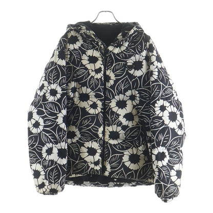 Prada Floral Pattern Down Jacket Triangle Logo Black White