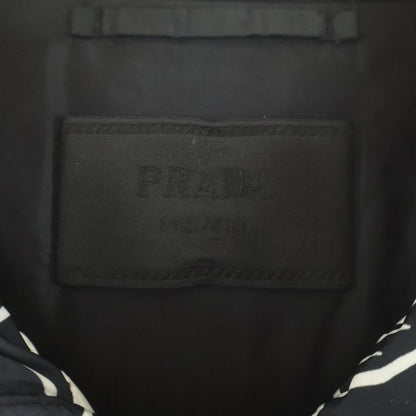Prada Floral Pattern Down Jacket Triangle Logo Black White — view 6