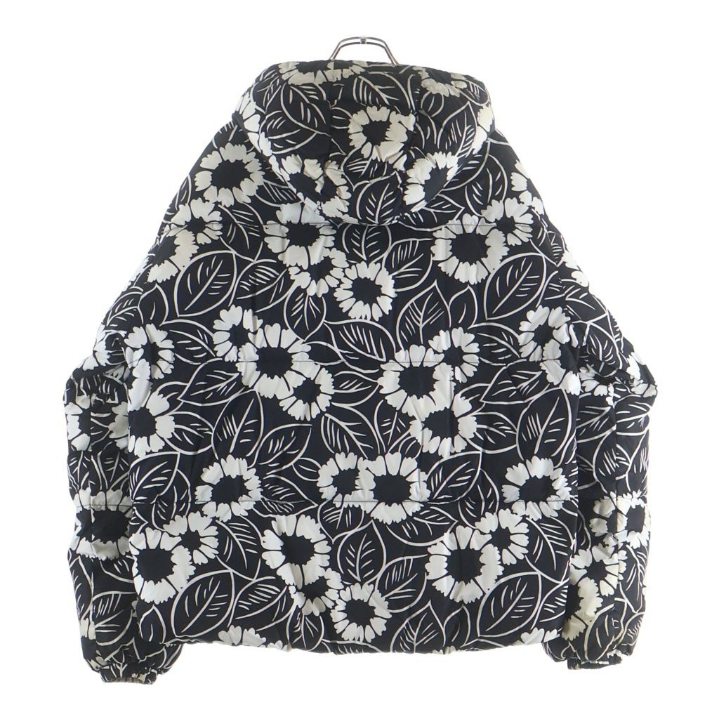 Prada Floral Pattern Down Jacket Triangle Logo Black White — view 2