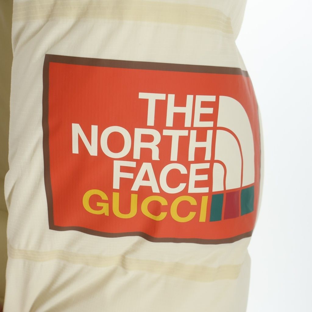 Gucci Logo Print Hooded Down Long Coat Ivory — view 5