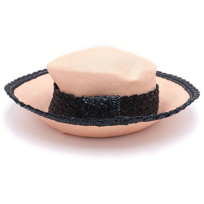 Chanel Bicolor Straw Hat Pink Beige Black — view 4