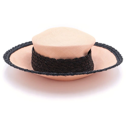 Chanel Bicolor Straw Hat Pink Beige Black — view 2