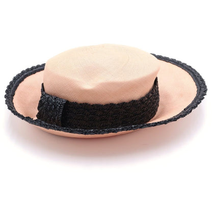 Chanel Bicolor Straw Hat Pink Beige Black