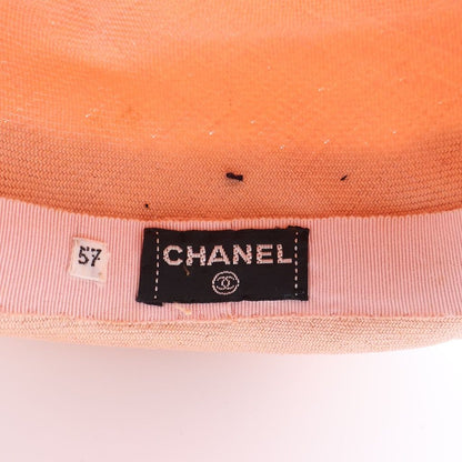 Chanel Bicolor Straw Hat Pink Beige Black — view 8
