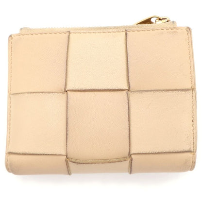Bottega Veneta Cassette Maxi Intrecciato Leather Compact Wallet Bifold Beige — view 2
