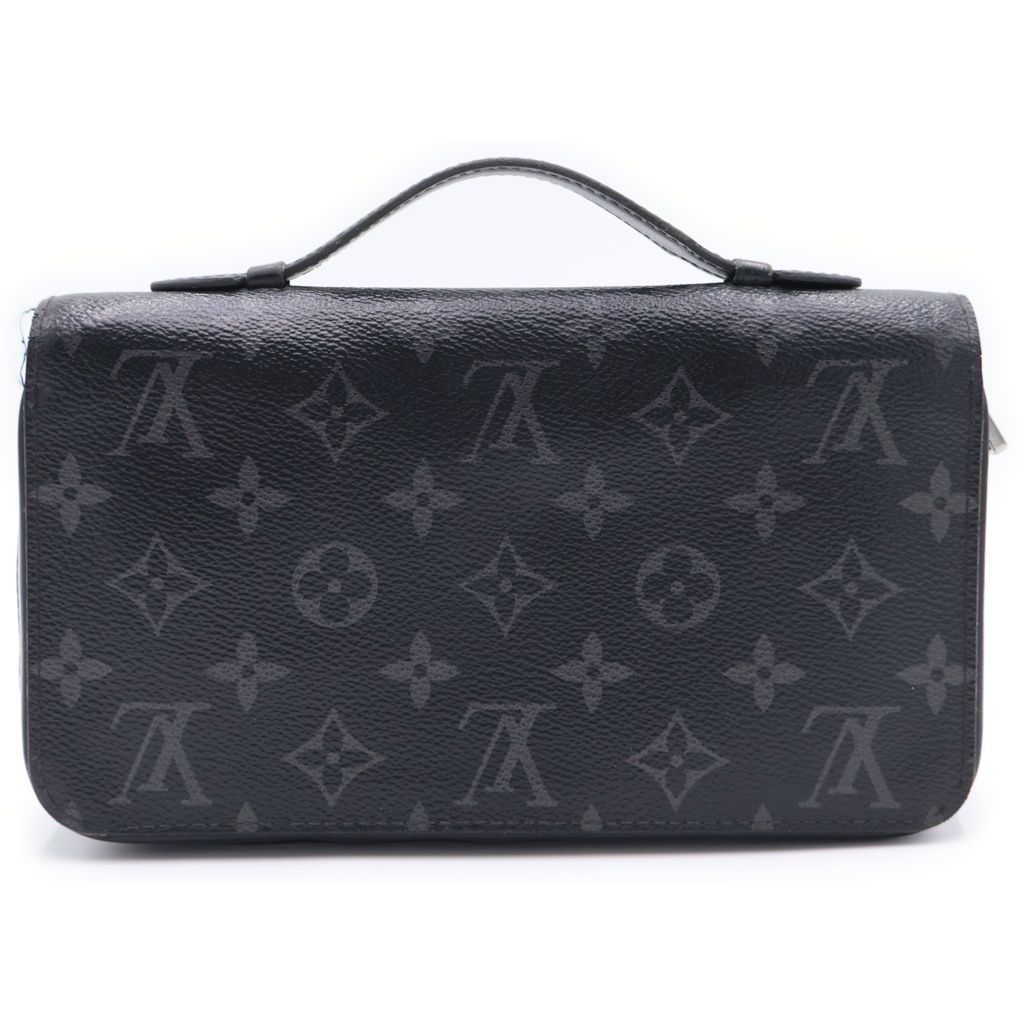 Louis Vuitton Monogram Eclipse Zippy XL Wallet Card Case Black Silver