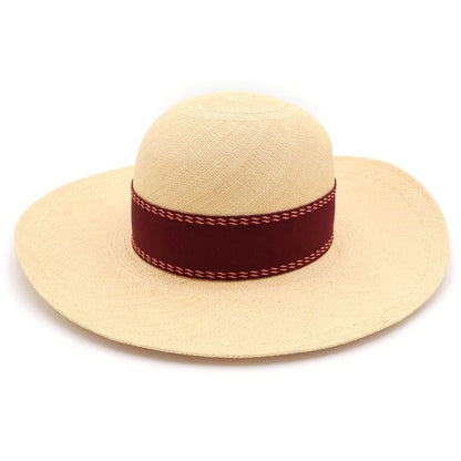 Hermes Trinidad Straw Hat Beige Bordeaux