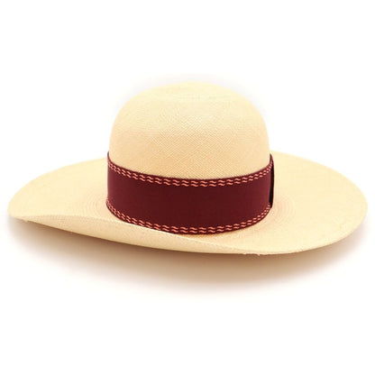 Hermes Trinidad Straw Hat Beige Bordeaux — view 2