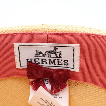Hermes Trinidad Straw Hat Beige Bordeaux — view 7