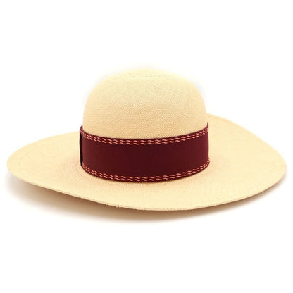 Hermes Trinidad Straw Hat Beige Bordeaux — view 4