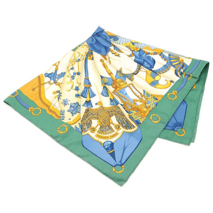 Hermes Carre 90 Scarf Silk Sun Soleil de Soie Green Blue White