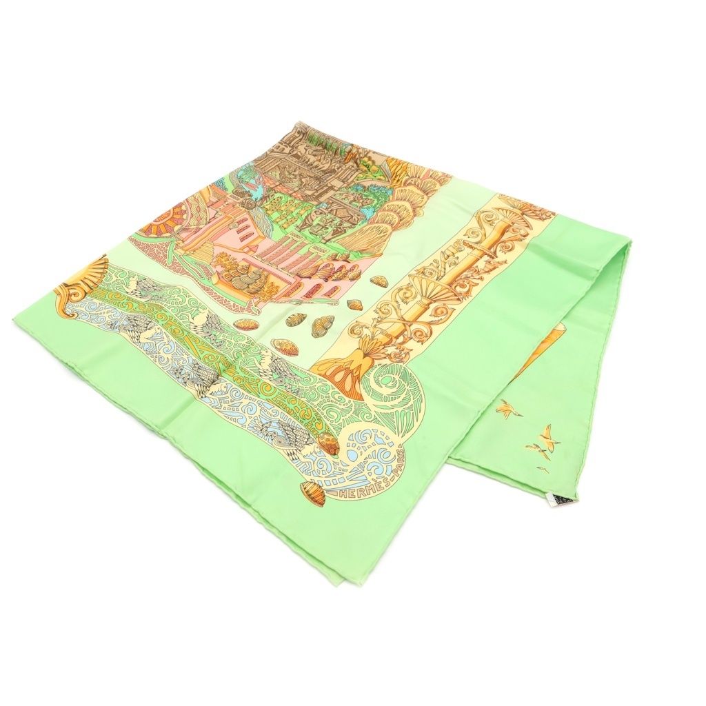 Hermes Carre 90 L Atlantide Atlantis Green Silk Scarf