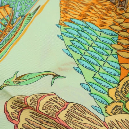 Hermes Carre 90 L Atlantide Atlantis Green Silk Scarf — view 4