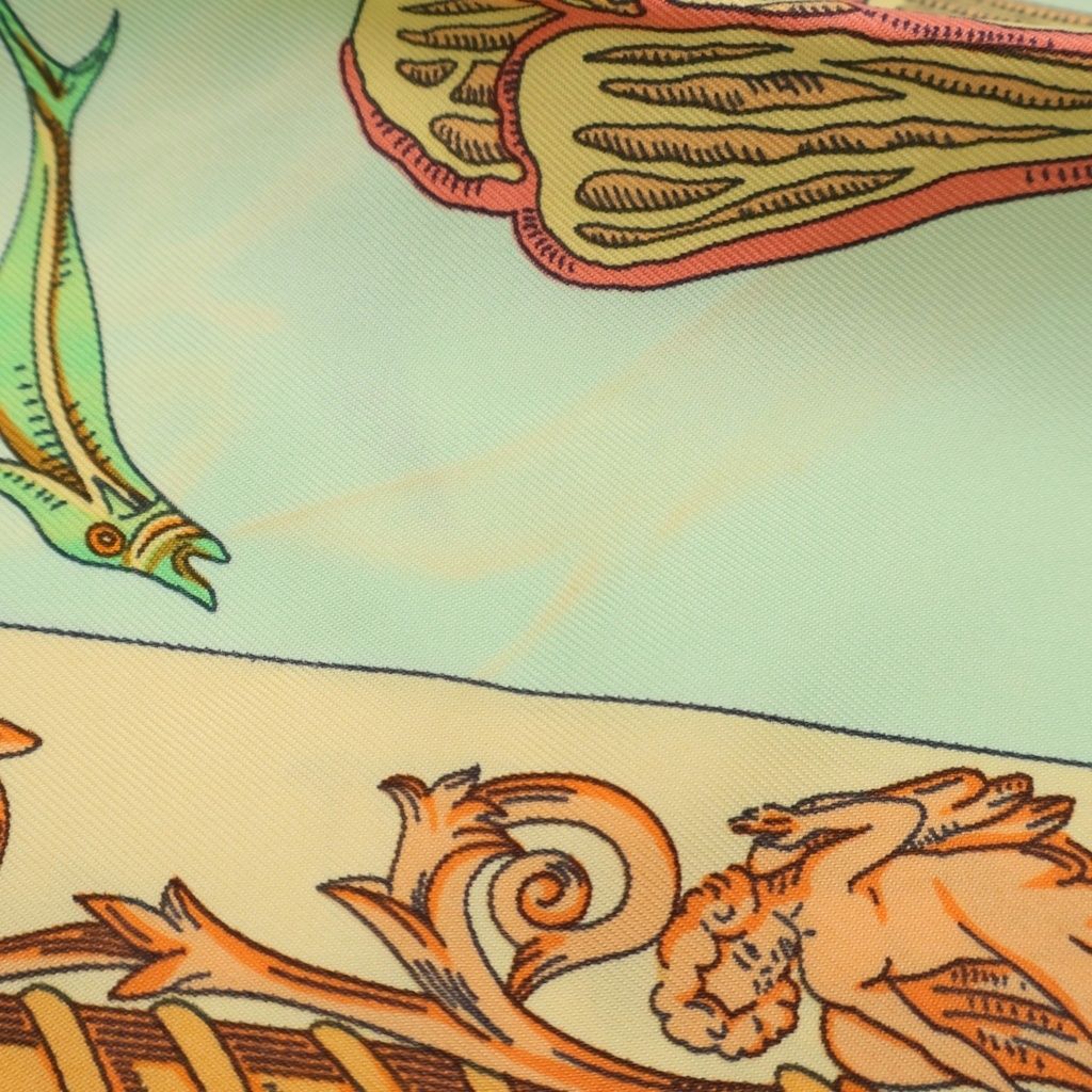 Hermes Carre 90 L Atlantide Atlantis Green Silk Scarf — view 5