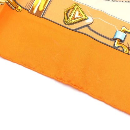 Hermes Carre 90 Chevaux de Trait Mare Orange Silk Scarf — view 6