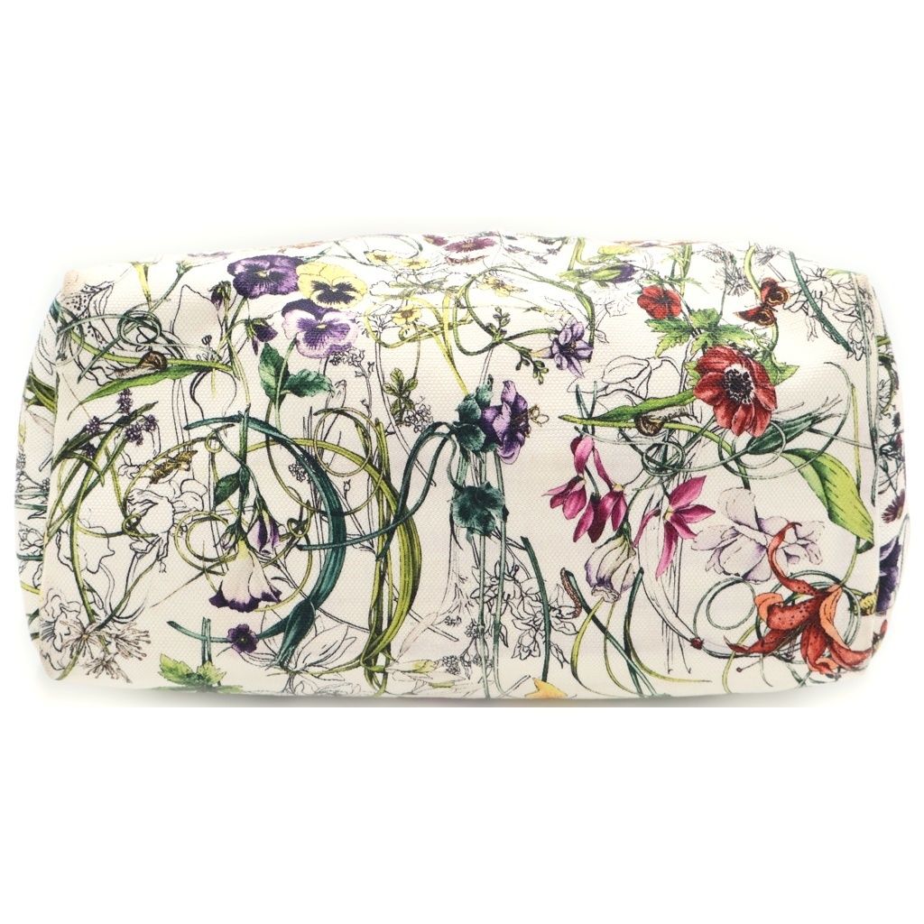Gucci Flora Infinity Handbag Tote Back White Canvas Leather — view 4