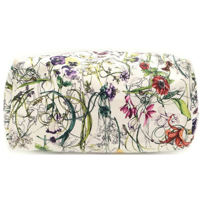 Gucci Flora Infinity Handbag Tote Back White Canvas Leather — view 4