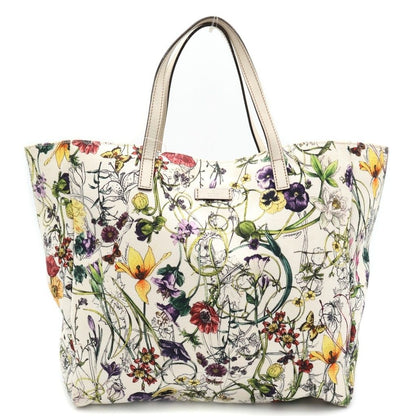Gucci Flora Infinity Handbag Tote Back White Canvas Leather