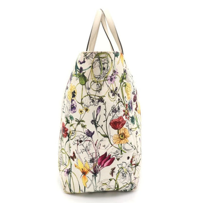 Gucci Flora Infinity Handbag Tote Back White Canvas Leather — view 3