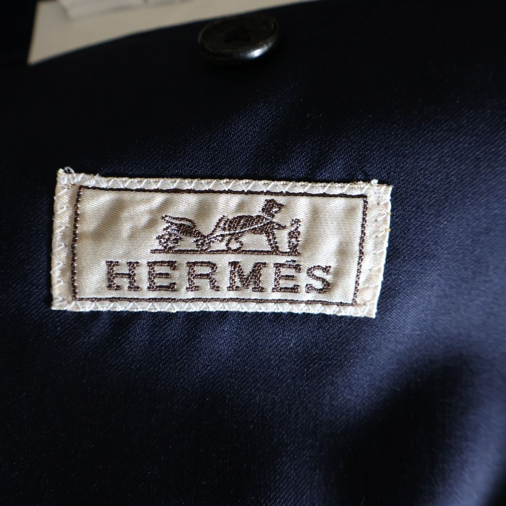 Hermes Suit Set Peak and Lapel Jacket Pants Navy 48 — view 7