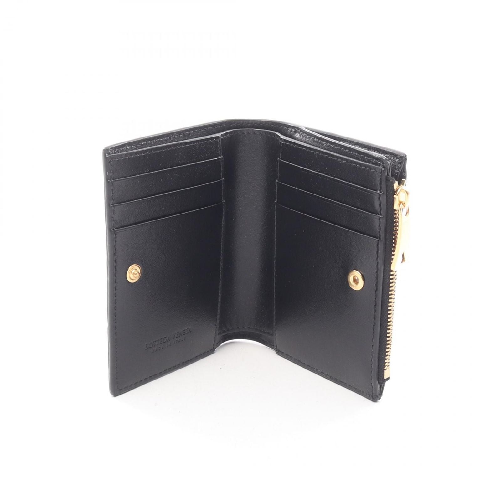 Bottega Veneta Bifold Wallet Intrecciato Small Black Leather — view 3