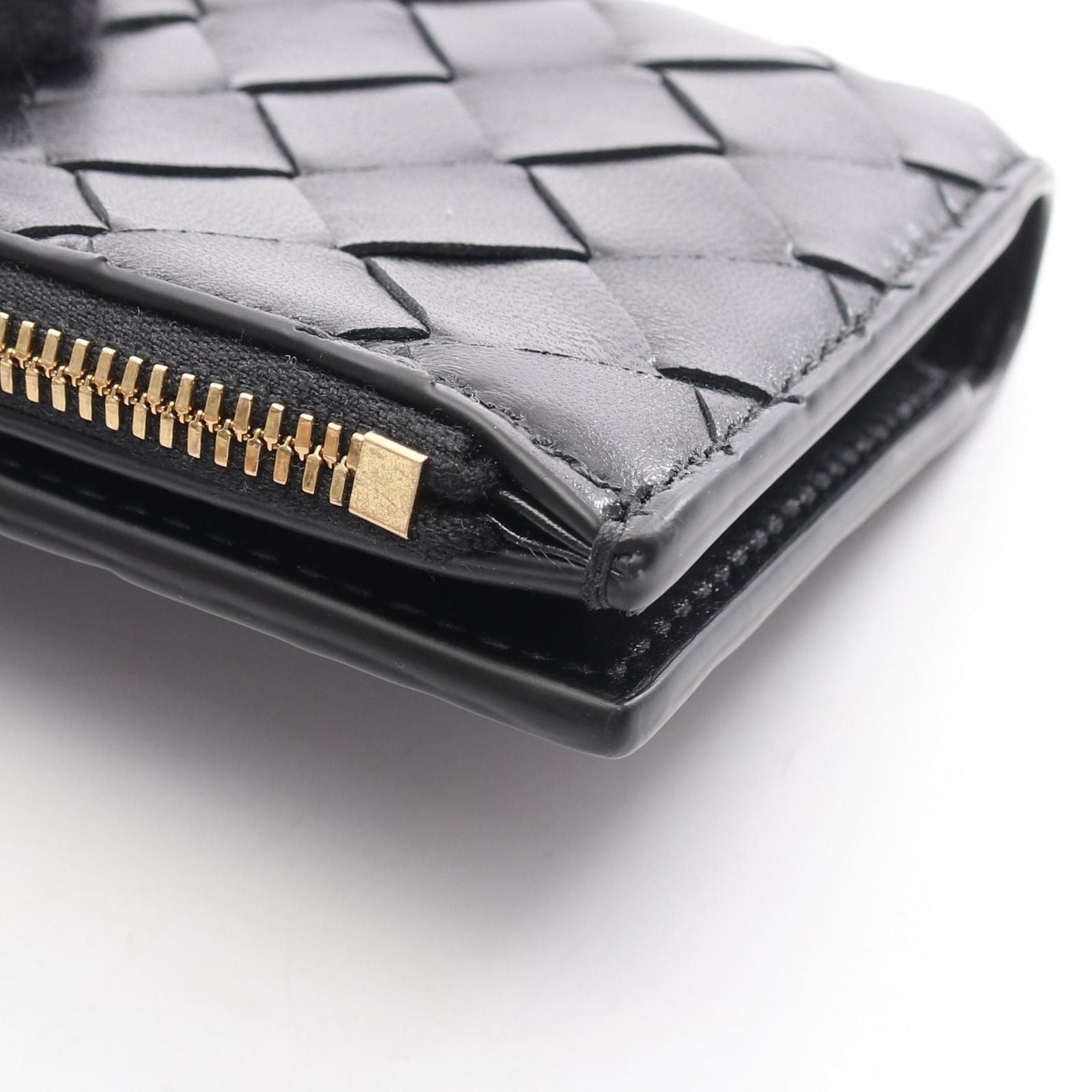 Bottega Veneta Bifold Wallet Intrecciato Small Black Leather — view 6