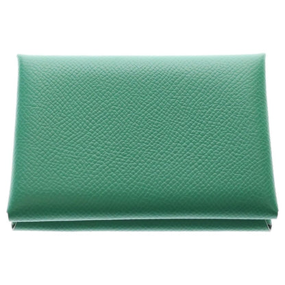 Hermes Calvi Duo Bifold Card Case Vert Vertigo Epsom Green Leather Silver — view 2