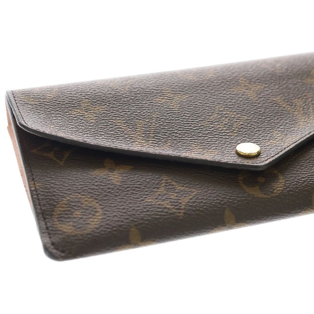 Louis Vuitton Monogram Portefeuille Jeanne Wallet Card Case Brown Pink Leather — view 5