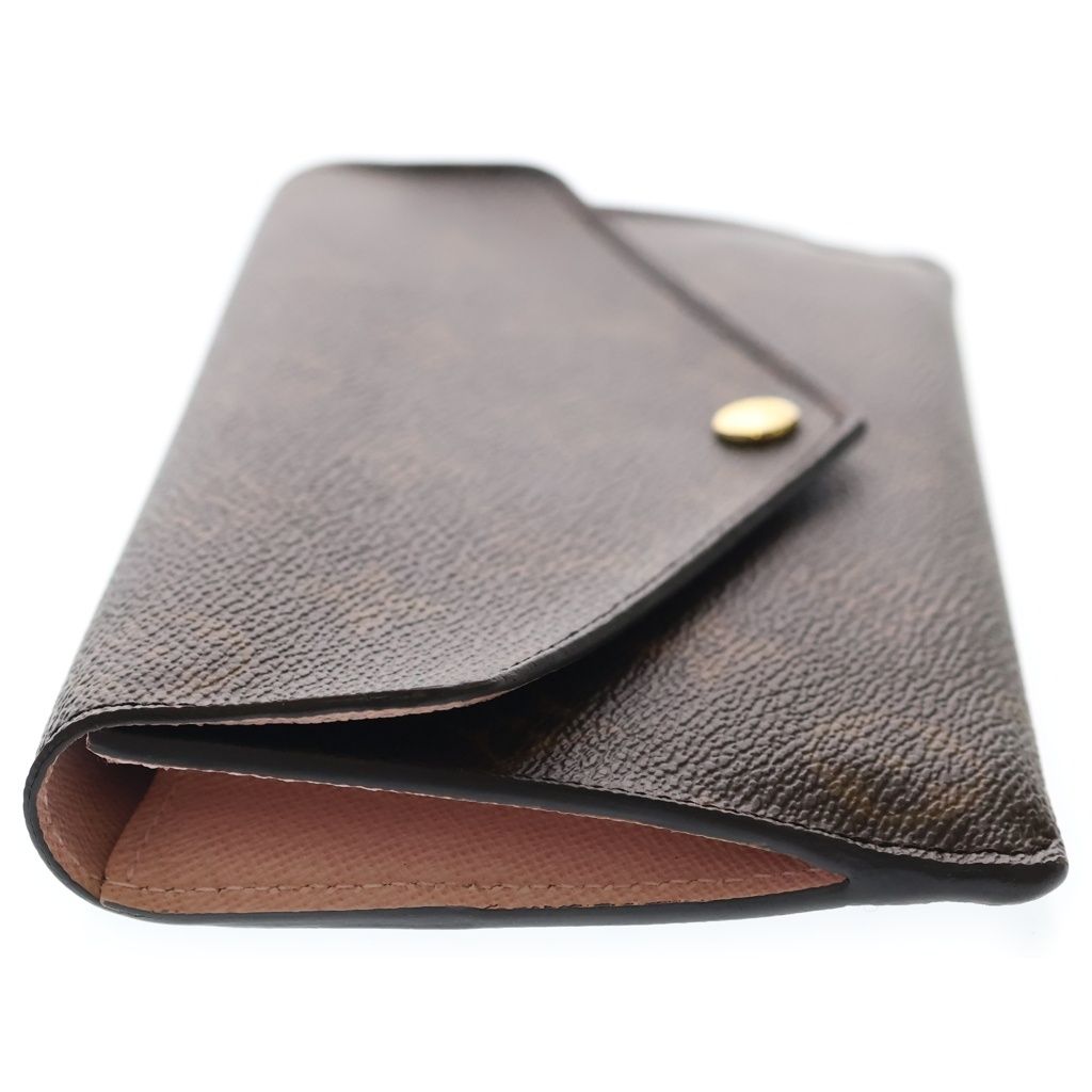 Louis Vuitton Monogram Portefeuille Jeanne Wallet Card Case Brown Pink Leather — view 3