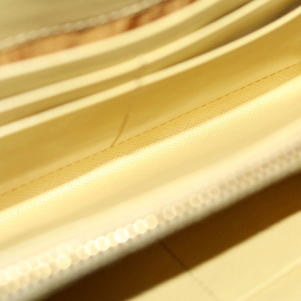 Prada Saffiano Zip Around Wallet Card Case Yellow Leather Gold — view 4