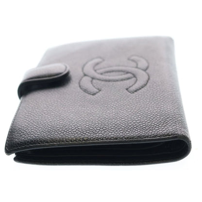 Chanel CC Logo Kiss Lock Wallet Card Case Black Caviar Leather — view 3