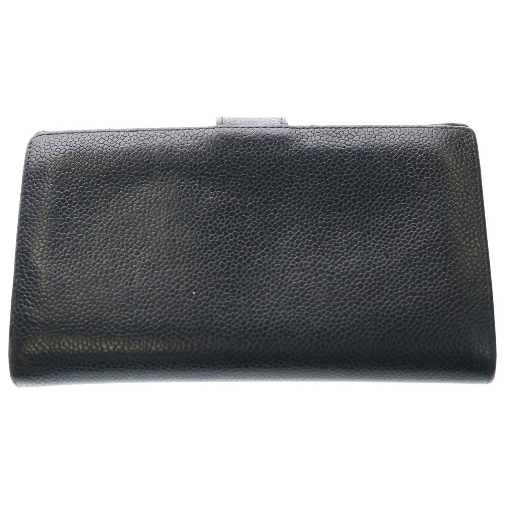 Chanel CC Logo Kiss Lock Wallet Card Case Black Caviar Leather — view 2