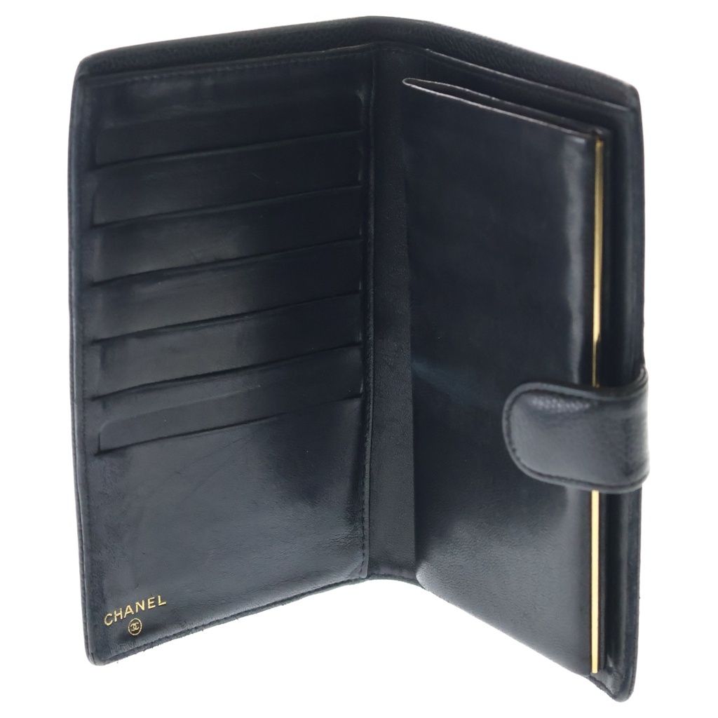 Chanel CC Logo Kiss Lock Wallet Card Case Black Caviar Leather — view 4