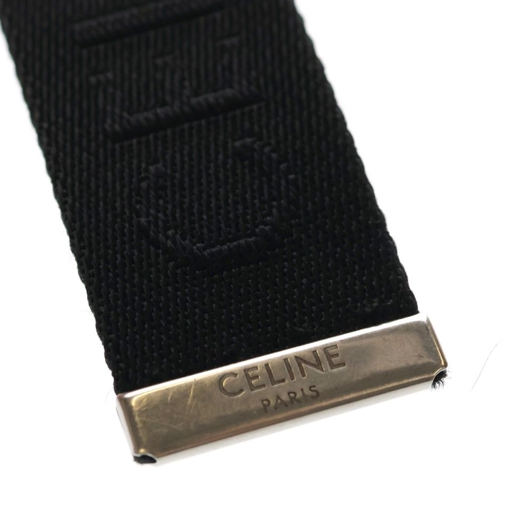 Celine Logo Double Ring Buckle Belt Black