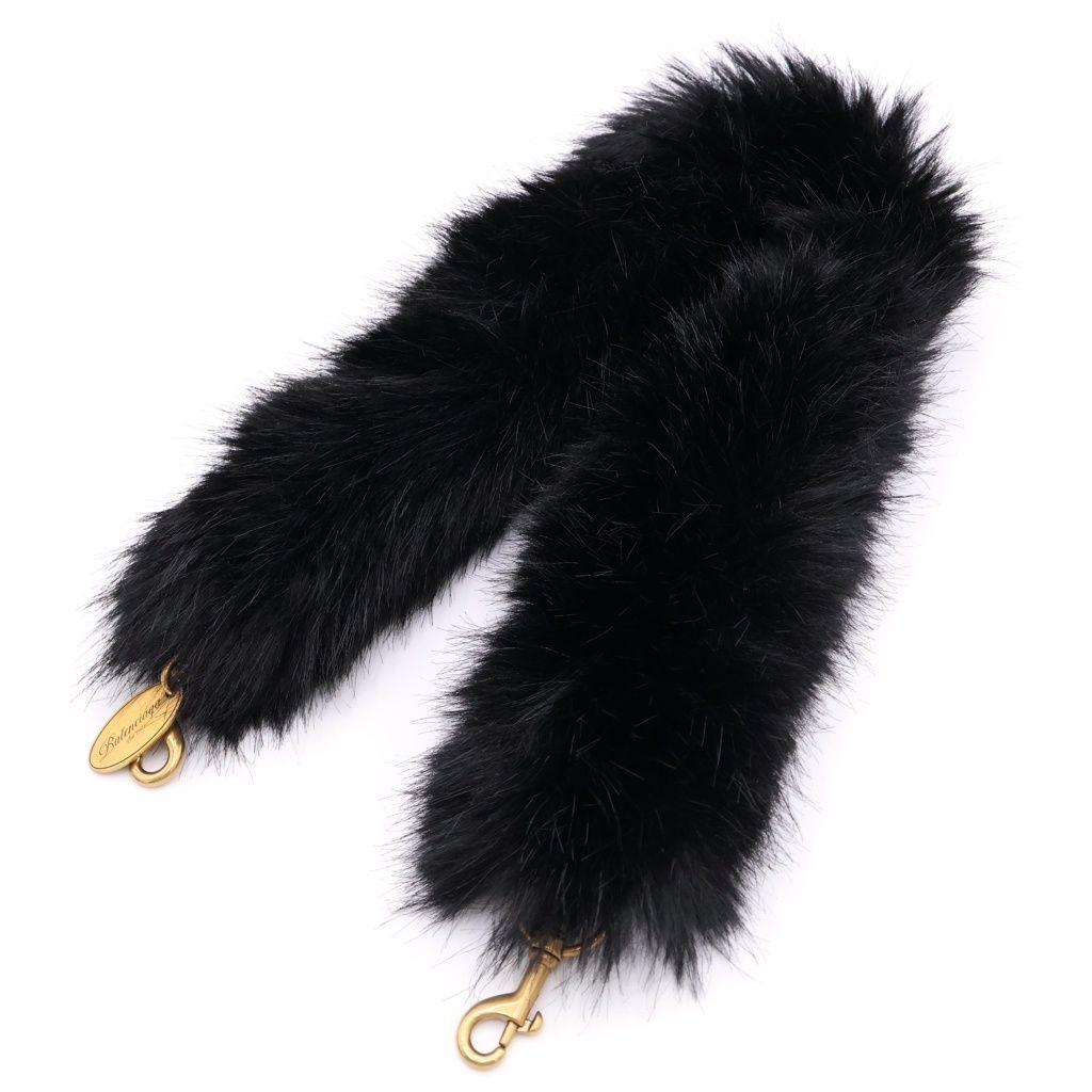 Balenciaga Faux Fur Strap Animal Black