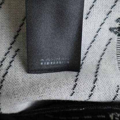 Balenciaga Multi Logo Stripe Jacquard Crew Neck Knit Cardigan Black — view 8