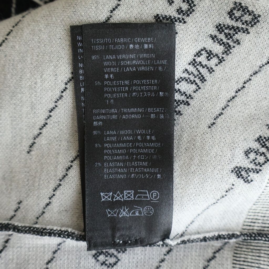 Balenciaga Multi Logo Stripe Jacquard Crew Neck Knit Cardigan Black — view 7