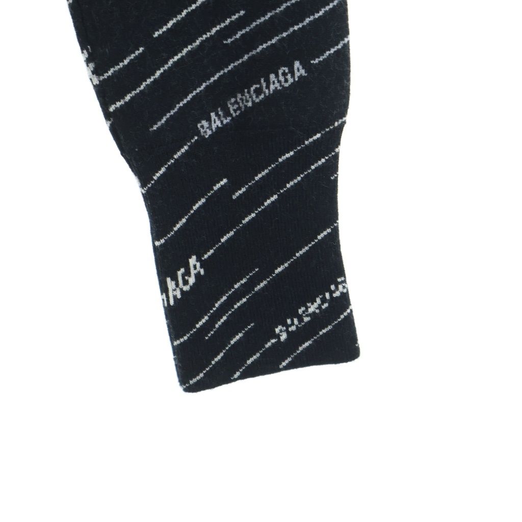 Balenciaga Multi Logo Stripe Jacquard Crew Neck Knit Cardigan Black — view 5