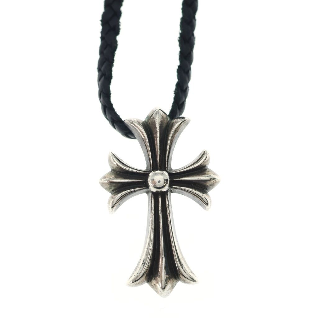 Chrome Hearts CH Crs Sml Small CH Cross BC Boro Chip Braid Necklace Silver — view 3