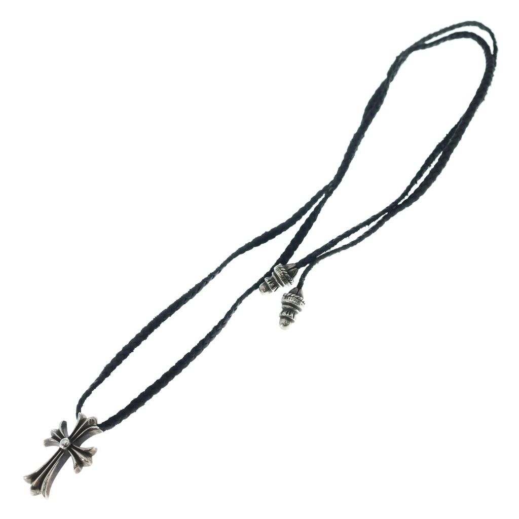 Chrome Hearts CH Crs Sml Small CH Cross BC Boro Chip Braid Necklace Silver — view 2