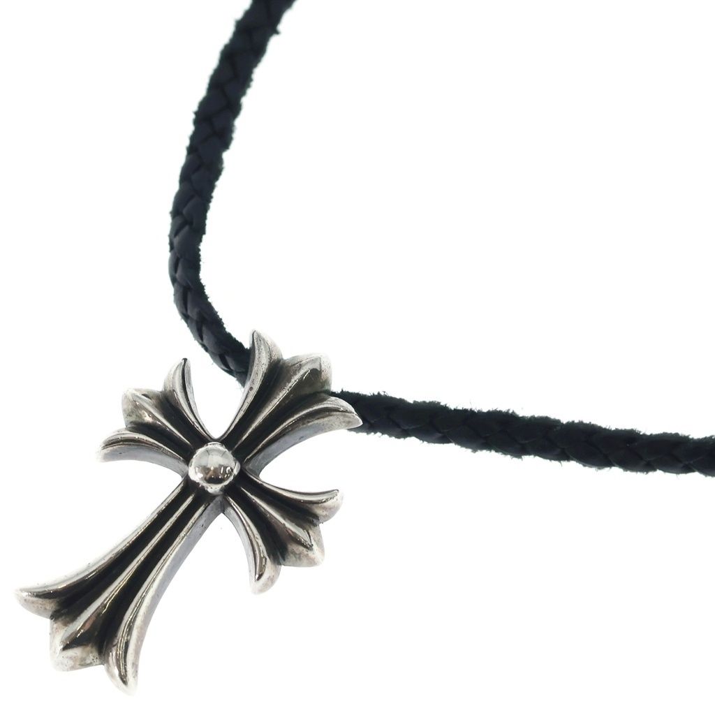 Chrome Hearts CH Crs Sml Small CH Cross BC Boro Chip Braid Necklace Silver